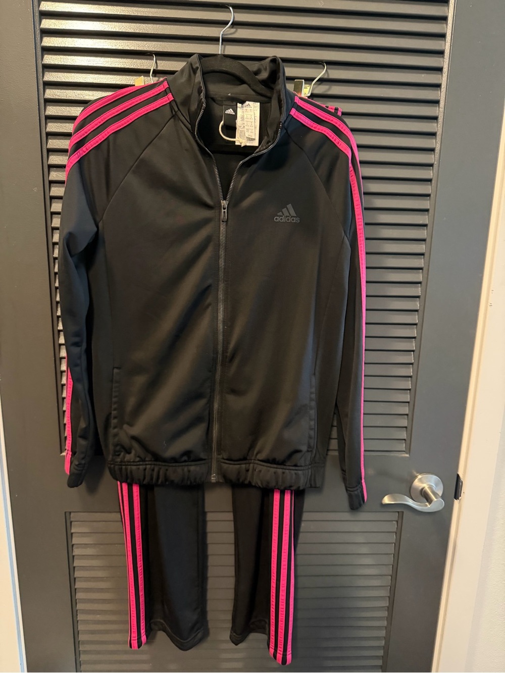 Adidas Unsex dark blue and Pink Jacket with Pink Stripe pants